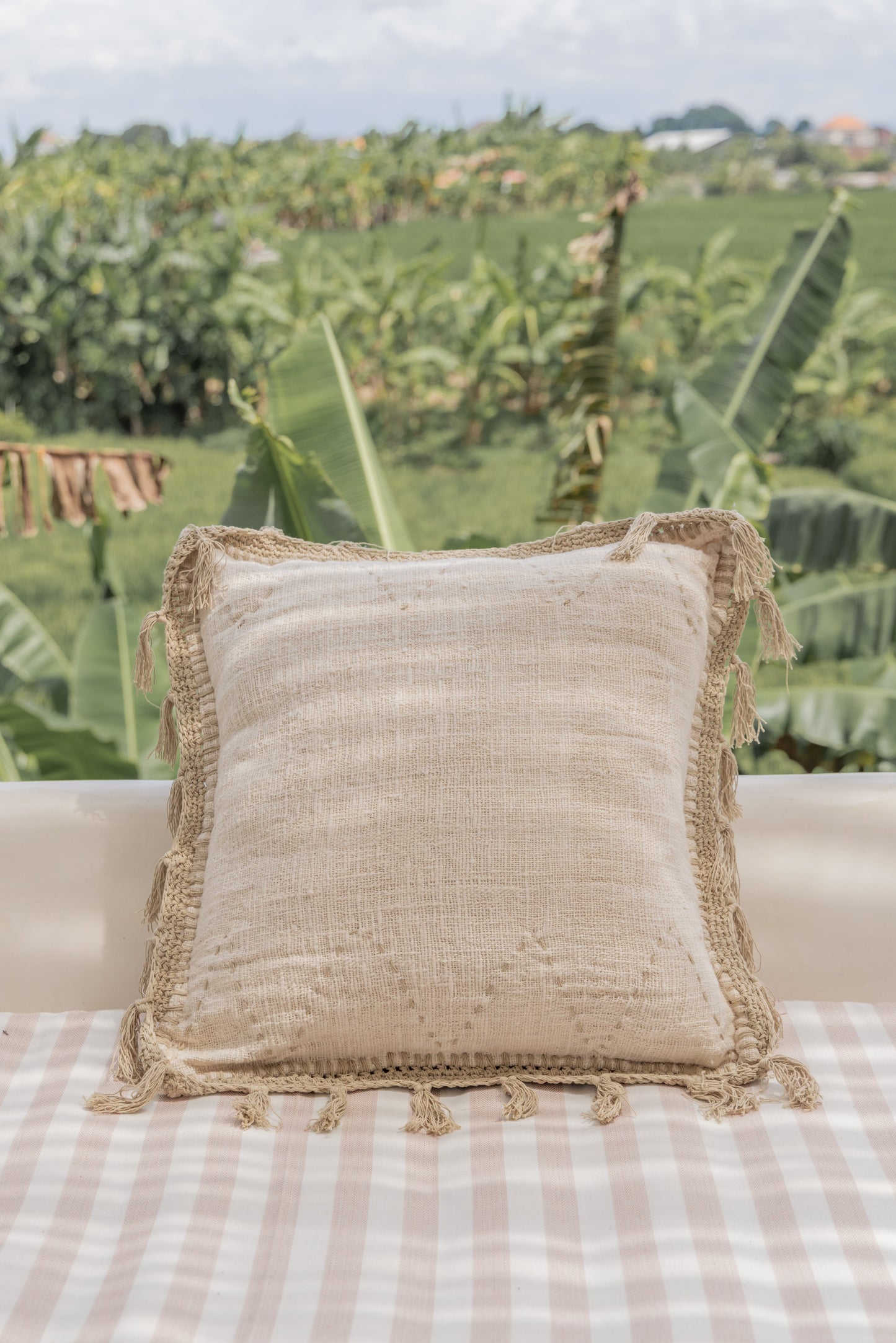 Gaia Hand Stitched Cotton Throw Pillow
