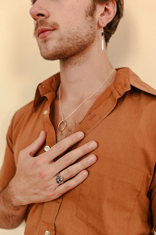 Black Onyx Drop Sterling Earrings