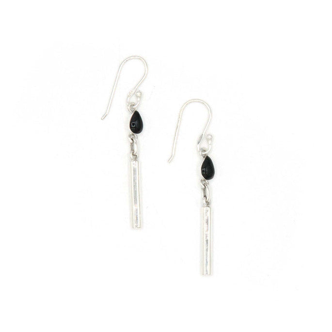 Black Onyx Drop Sterling Earrings