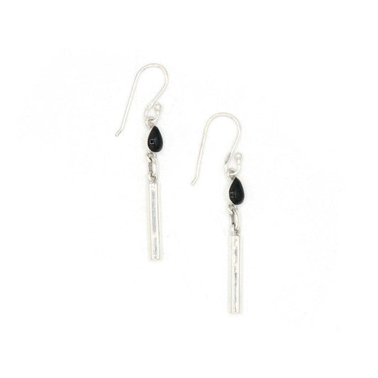 Black Onyx Drop Sterling Earrings