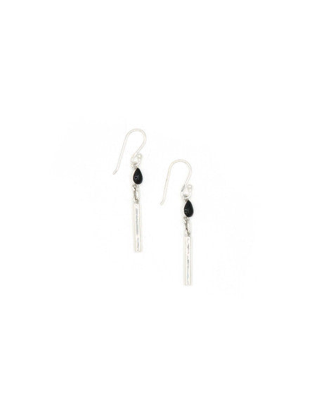 Black Onyx Drop Sterling Earrings