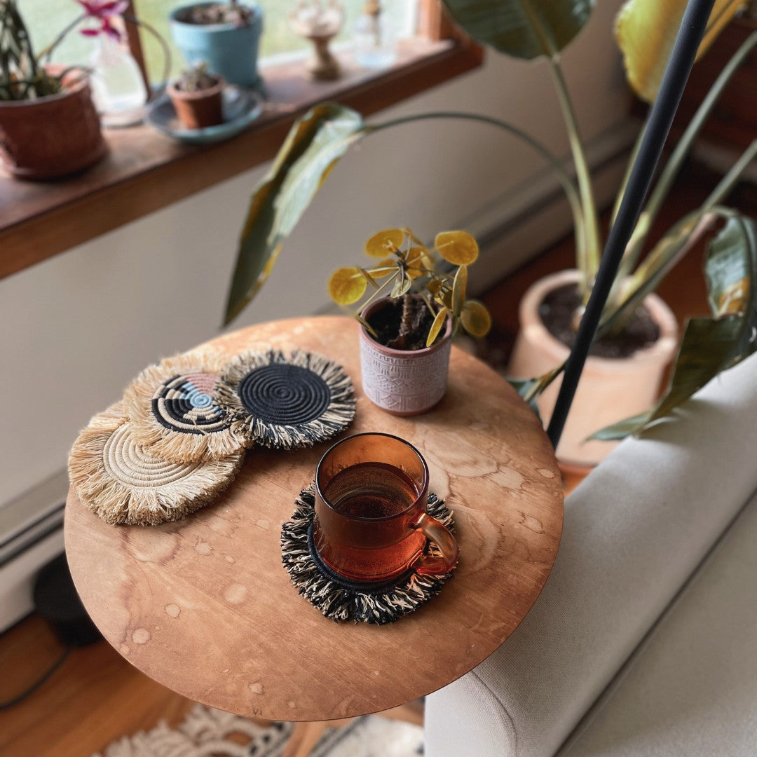 Raffia Fringe Set of 4 Coasters