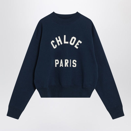 Chloé Navy Blue Sweatshirt With Logo Women
