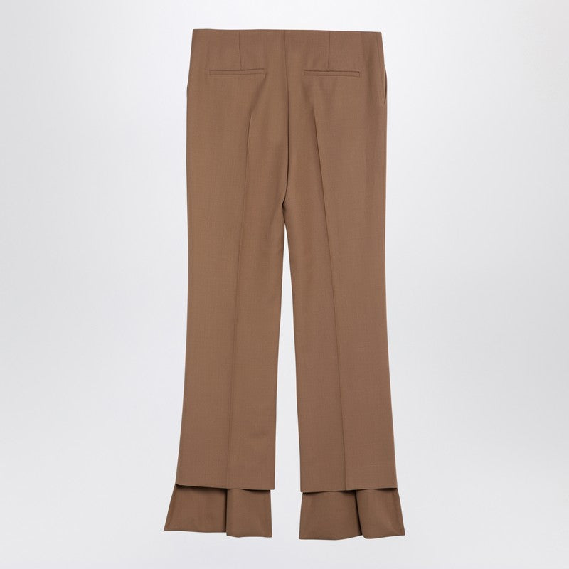 Chloé Beige Asymmetrical Wool Trousers Women