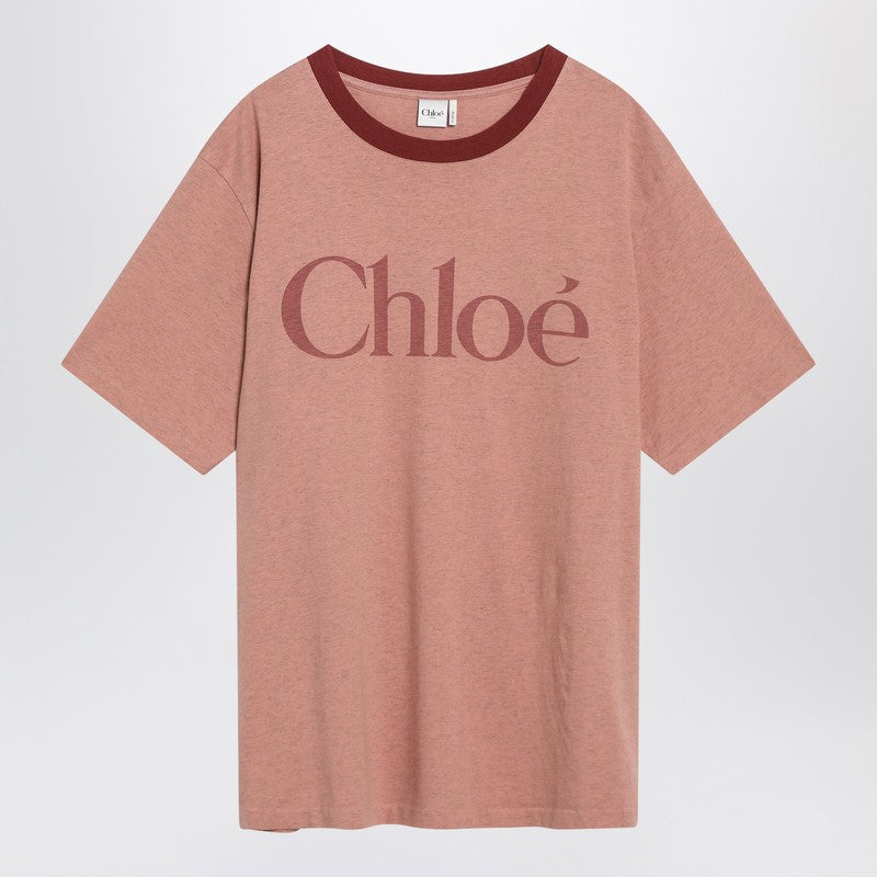 Chloé Pink Cotton T-Shirt With Logo Women