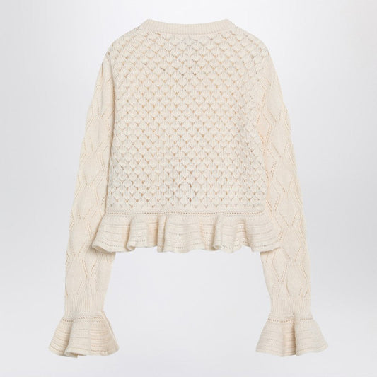 Chloé Latte-Colored Crochet Cardigan In Cotton Blend Women