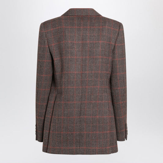 Chloe Single-Breasted Checked Brown Wool Jacket Women