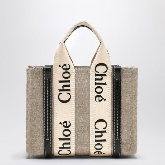 Chloé Woody Little Bag In Beige Canvas Women