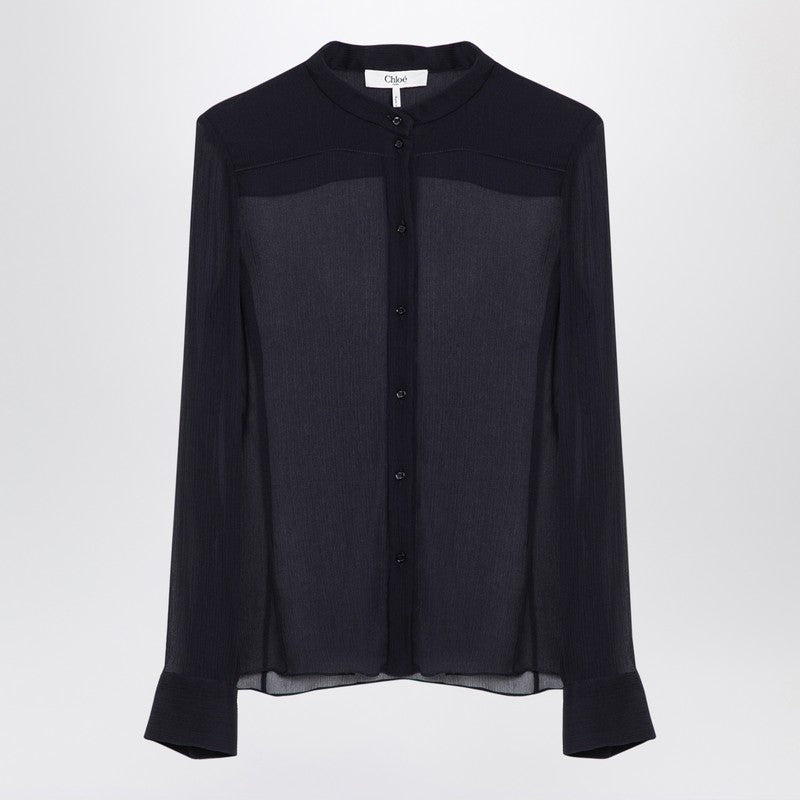 Chloé Transparent Blue Silk Blouse Women