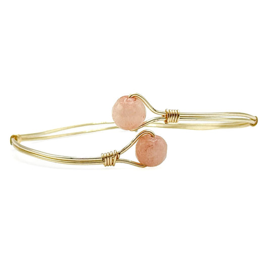 Conch Shell Bracelet Gold Plated Wire Rose Quartz Limited