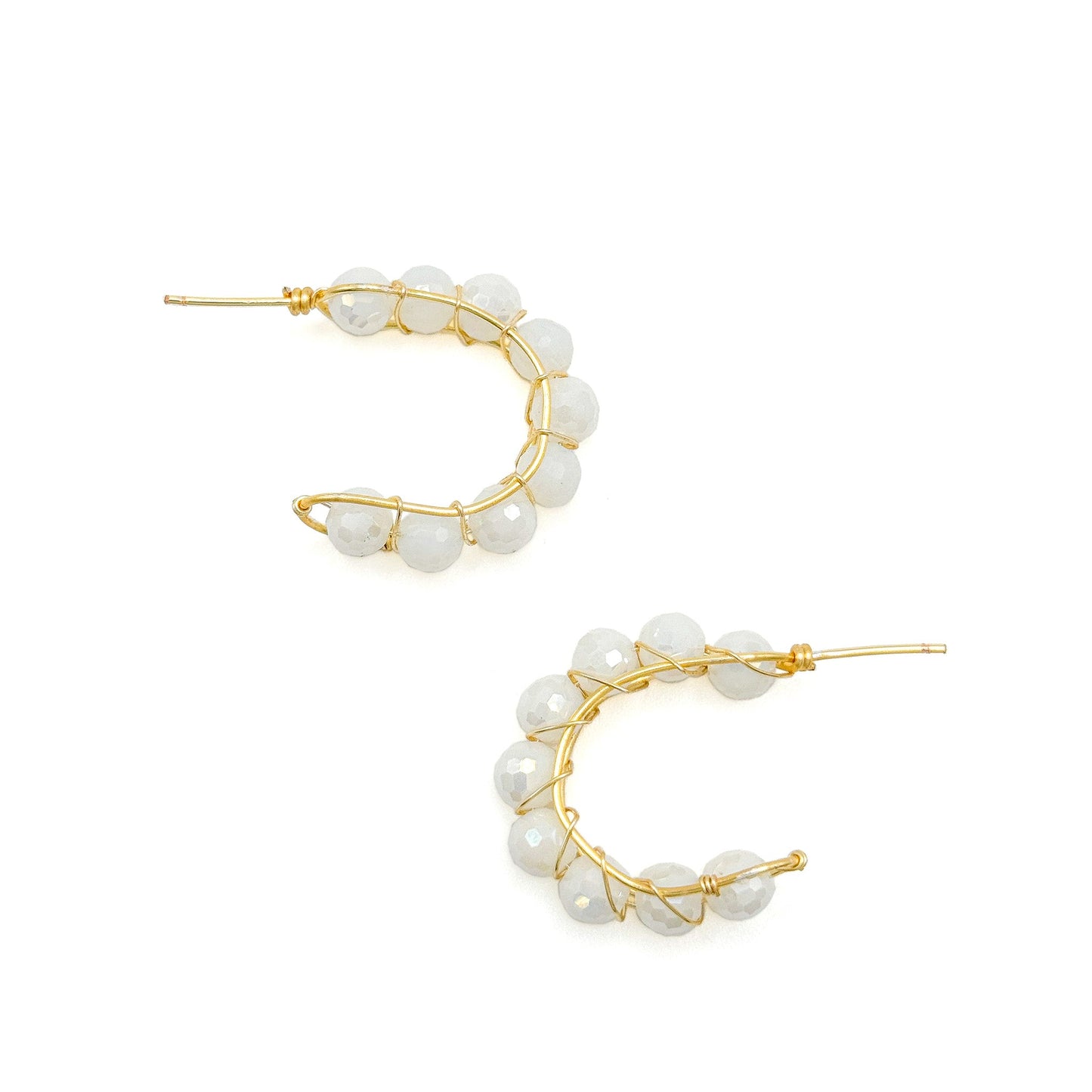 Cupid Earrings Gold Wire Hoop Pearlescent Crystals Limited