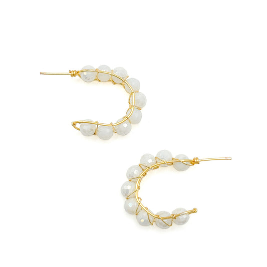 Cupid Earrings Gold Wire Hoop Pearlescent Crystals Limited