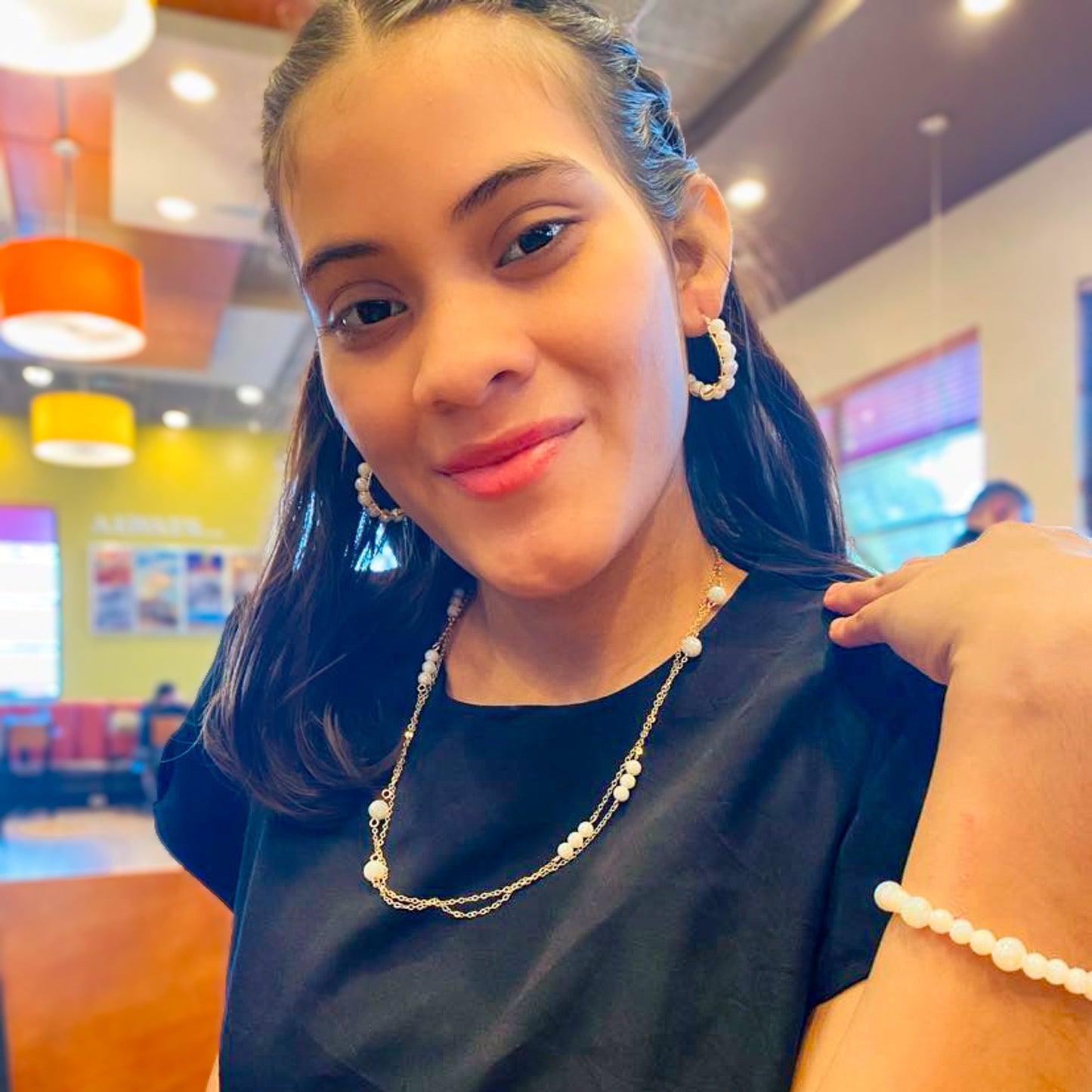 Cupid Earrings Gold Wire Hoop Pearlescent Crystals Limited