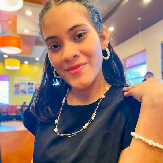 Cupid Earrings Gold Wire Hoop Pearlescent Crystals Limited