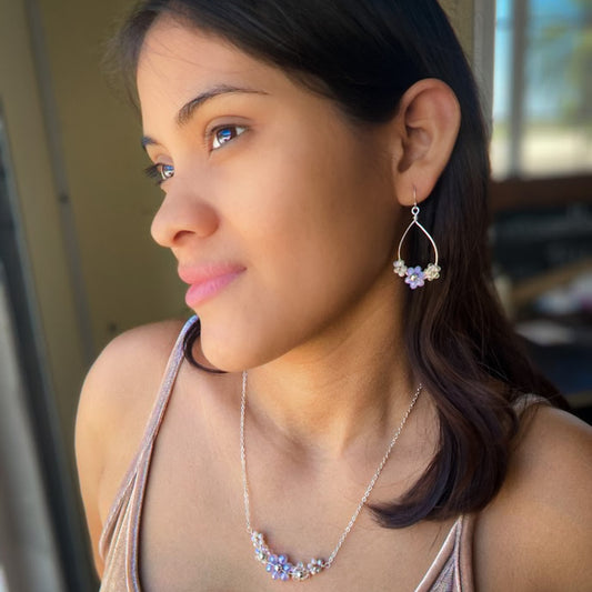 Daphne Earrings Crystal Flowers Aurora Borealis Limited