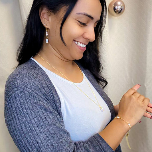 Esther Bracelet Freshwater Pearl Hand Wrapped Cable Chain With Extension Exclusive Edition