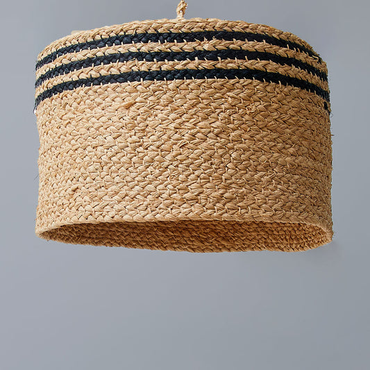 Striped Braided Raffia Lamp Shade