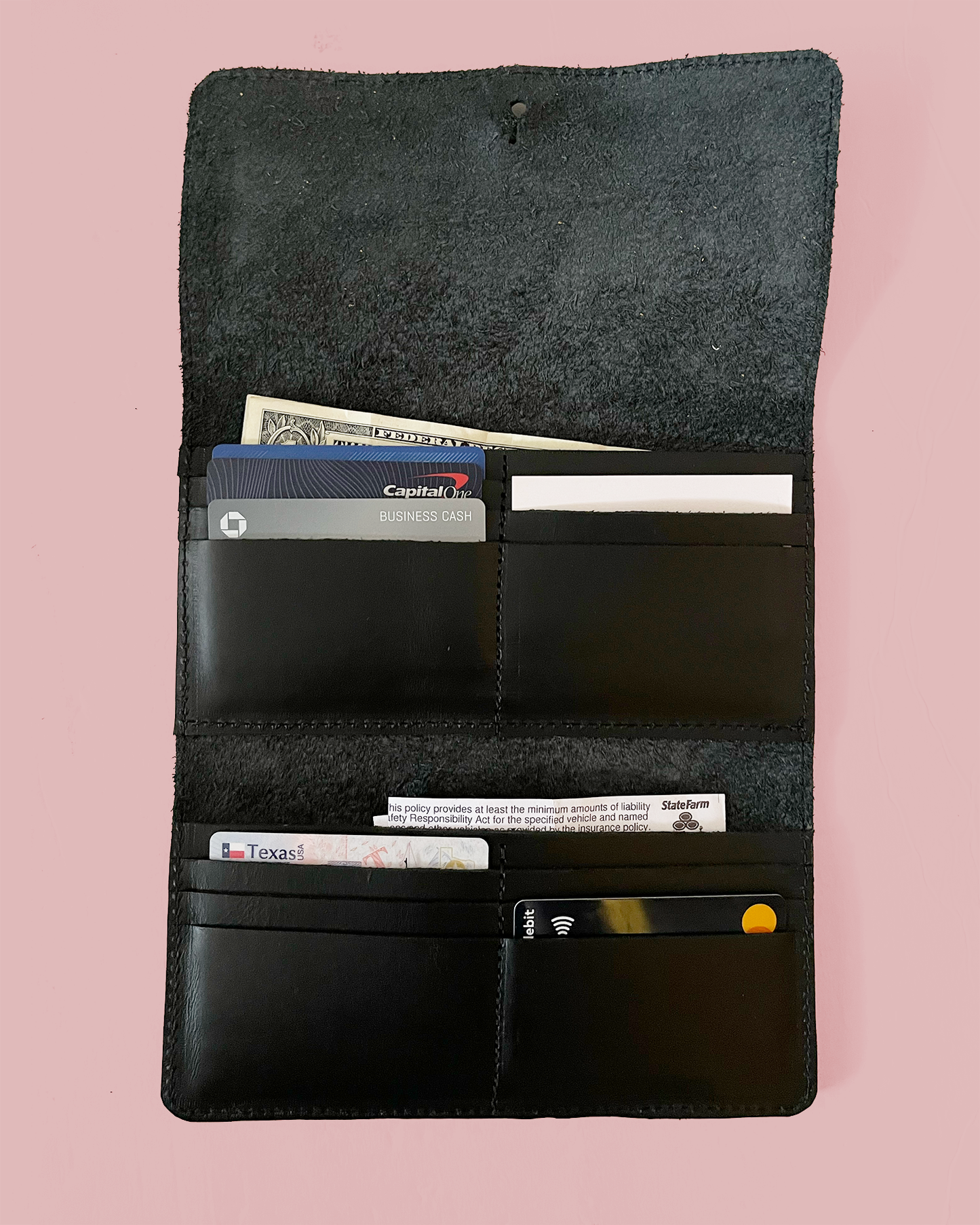 Fold Over Leather Wallet
