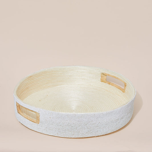 White Beaded Handle Tray