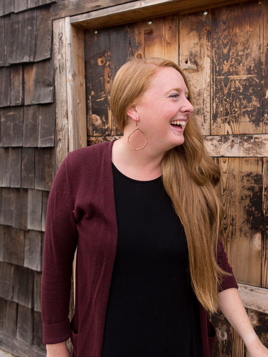 Terracotta Hammered Copper Loop Earrings