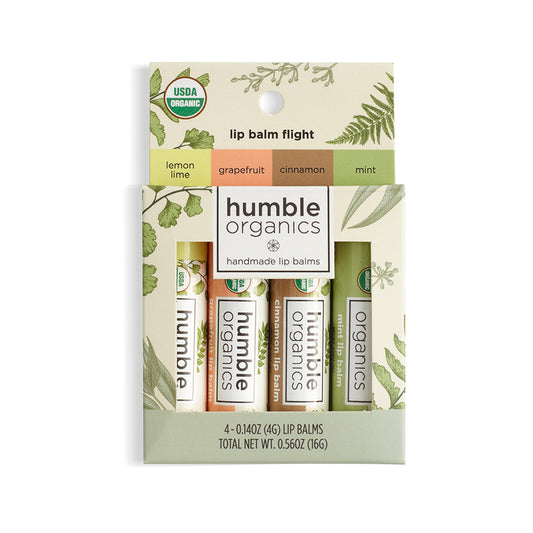 Organic Lip Balm Flight – Variety Pack of 4 Hydrating Balms