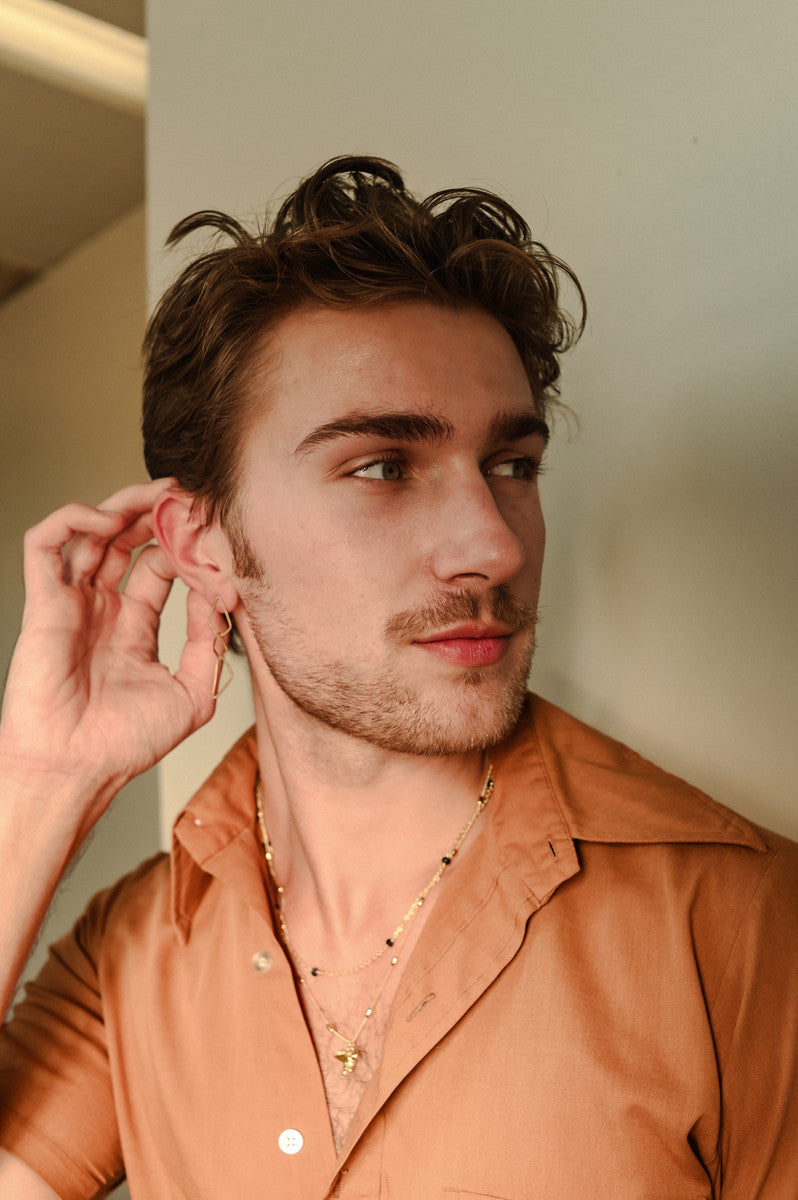 Geometric Dangle Brass Earrings