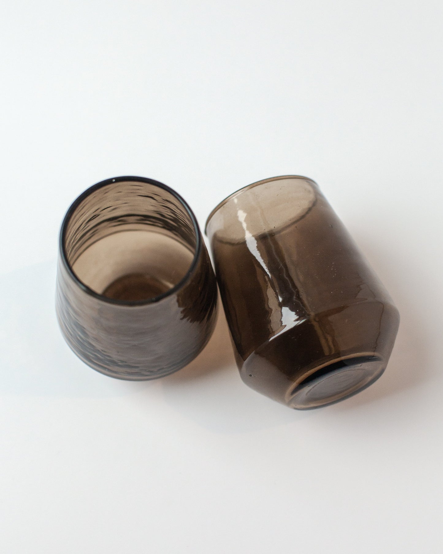 Pair of Hammered Glass Stemless Tumblers