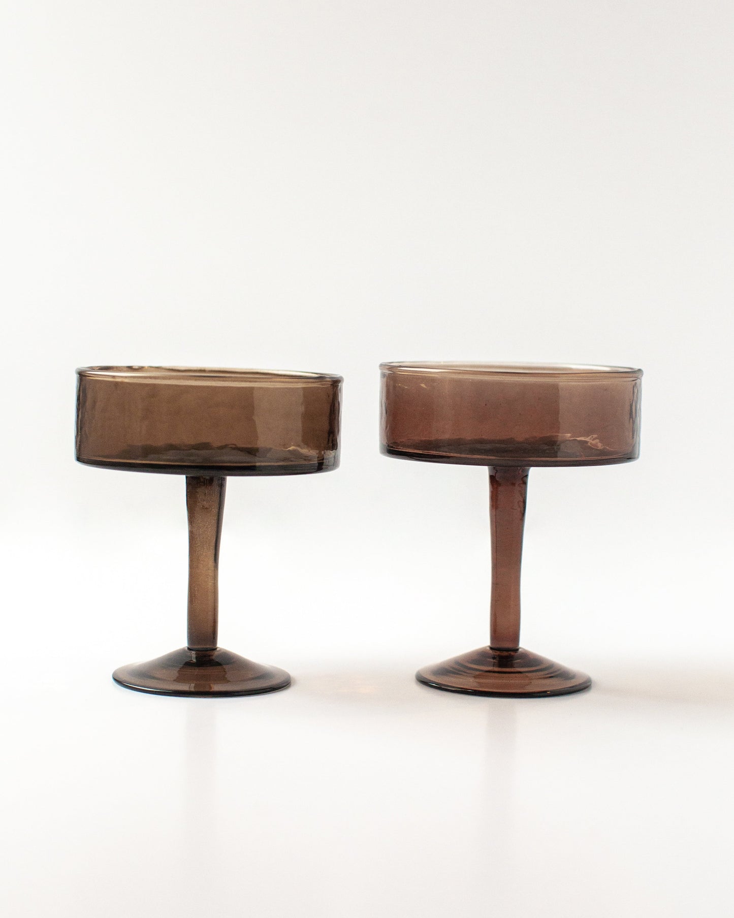 Handblown Hammered Coupe Cocktail Glass Pair