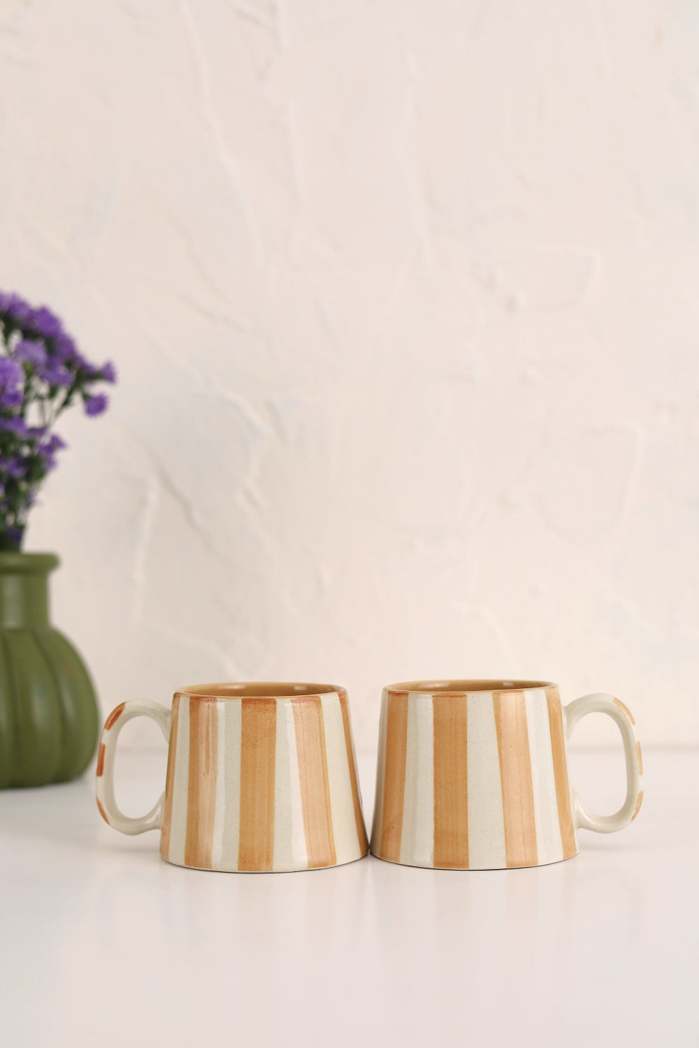 Ceramic Brown Stripe  Coffee cup- 220ml (SET OF 4)