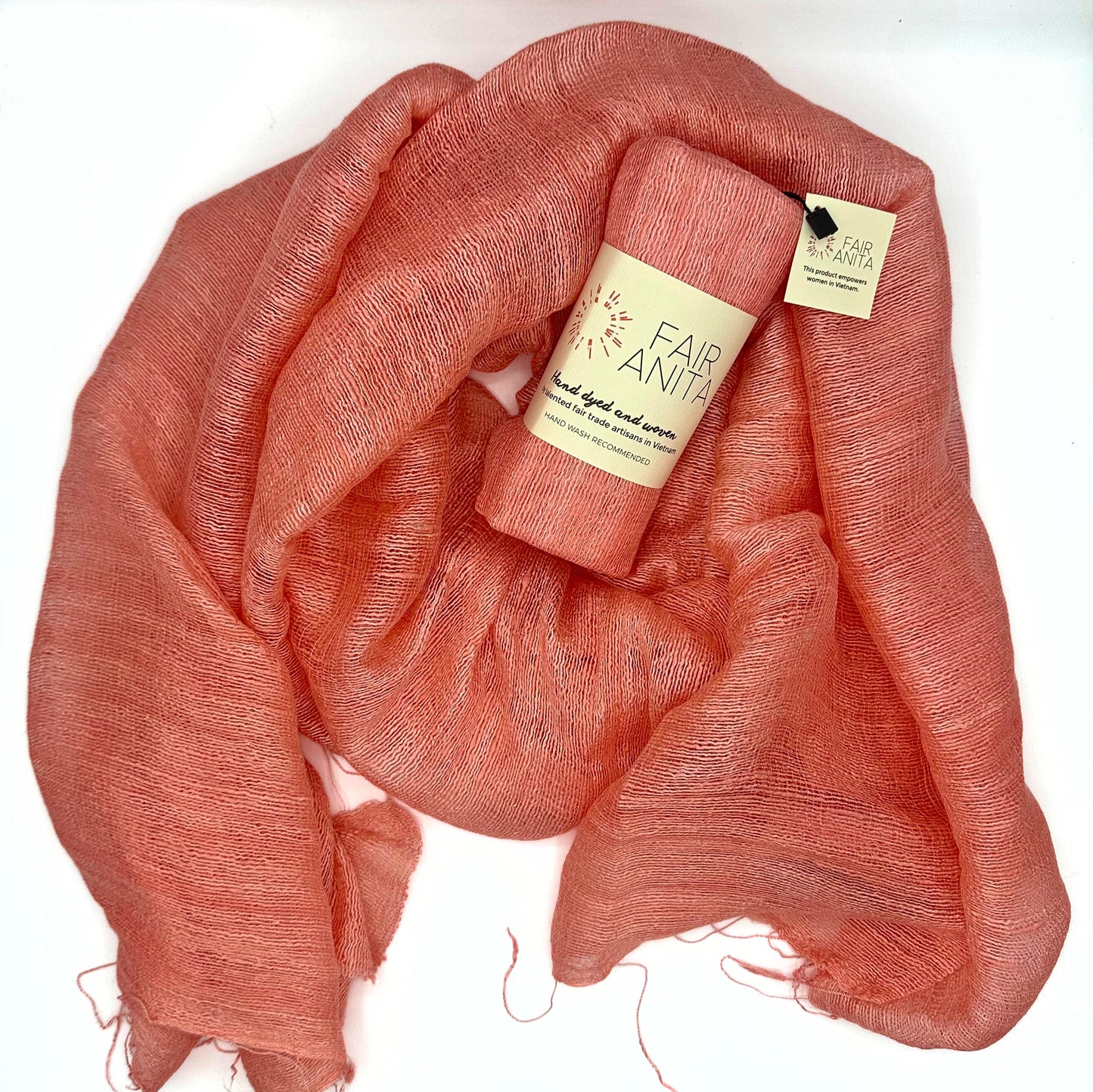 Handspun Silk Scarf - Peachy Pink