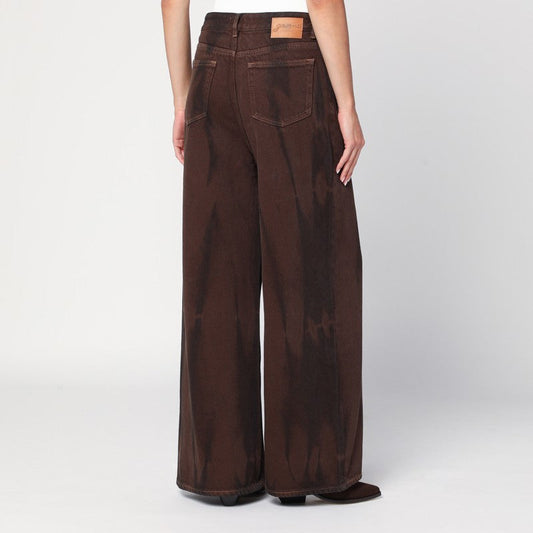 Ganni Wide-Leg Brown Jeans Women
