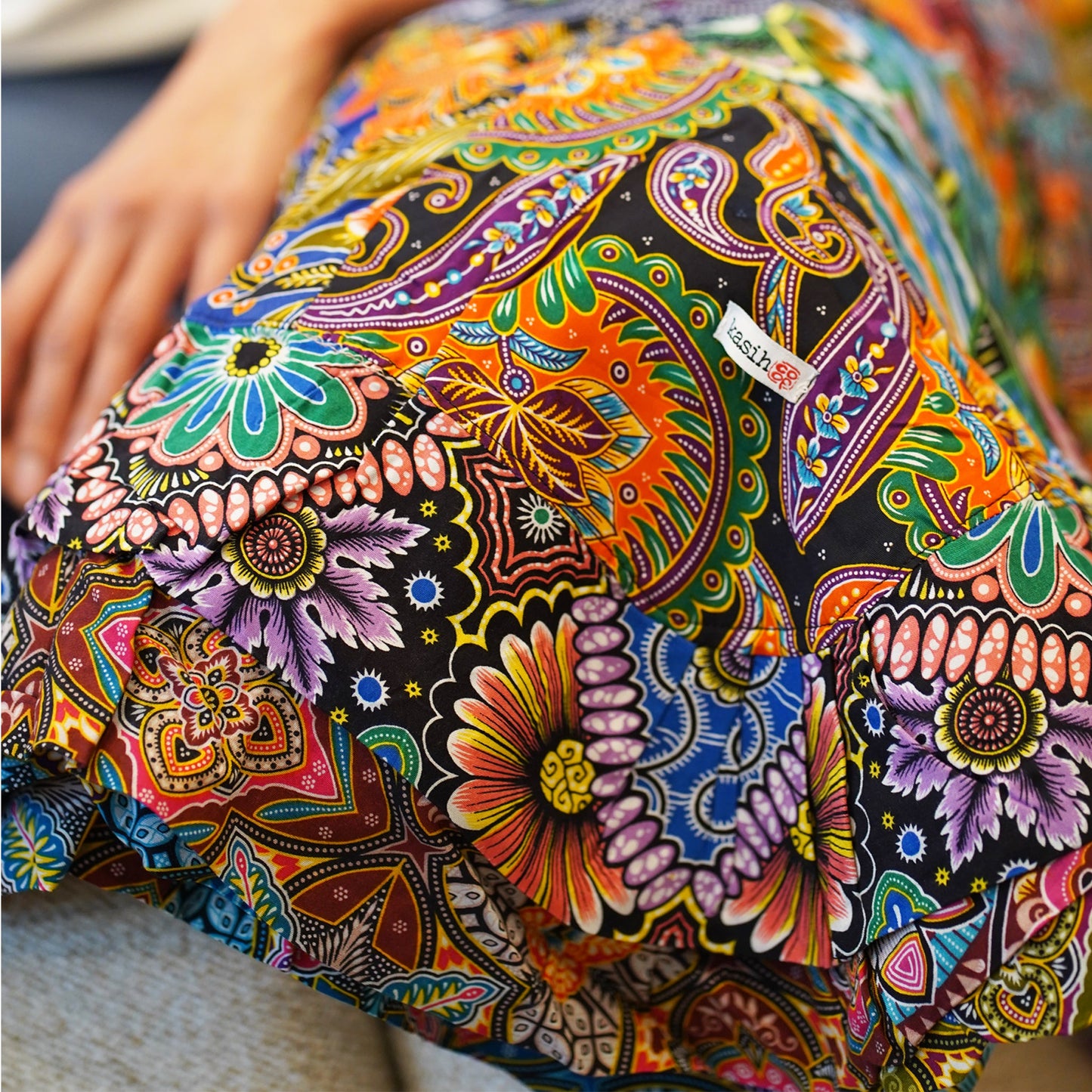 Handmade Reversible Quilt Blanket Throw, Quilt Patchwork, Upcycled, size 55 x 87 inches TR0046