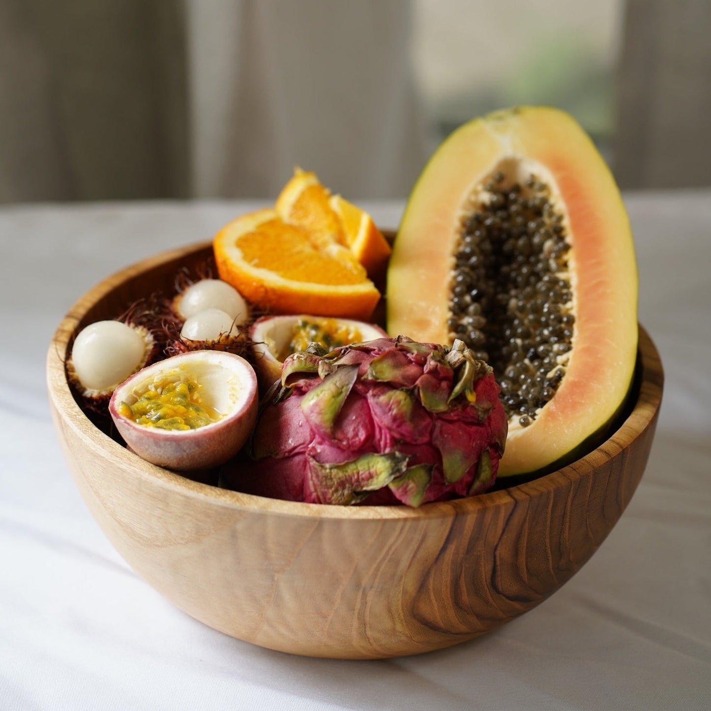 Teak wood bowl handmade in Indonesia medium size 10" x 4"