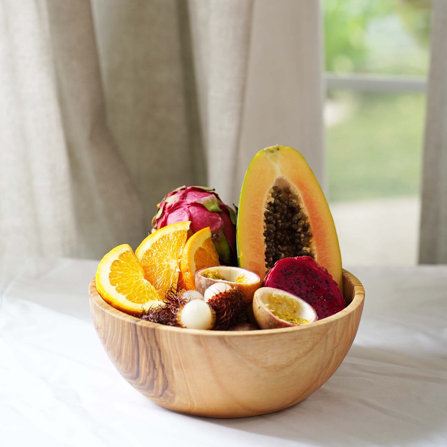Teak wood bowl handmade in Indonesia medium size 10" x 4"