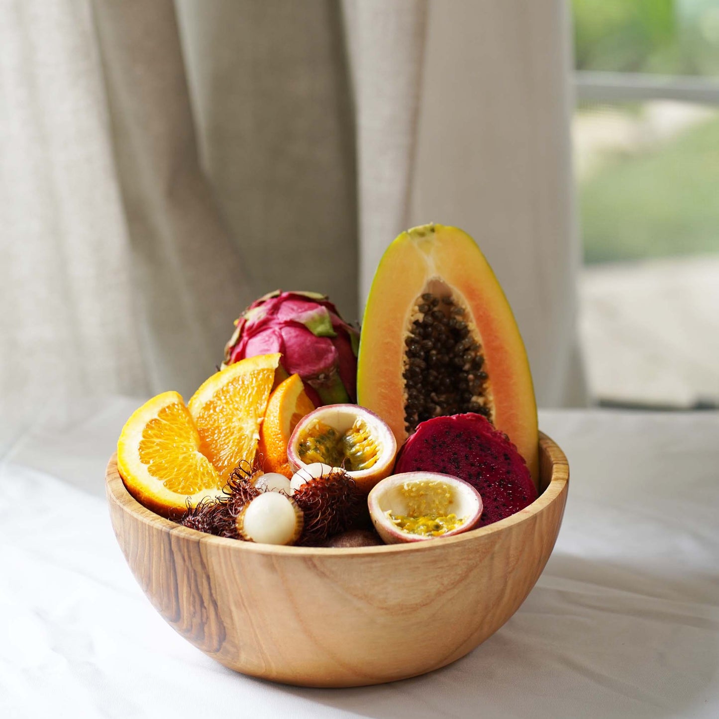 Teak wood bowl handmade in Indonesia medium size 10" x 4"