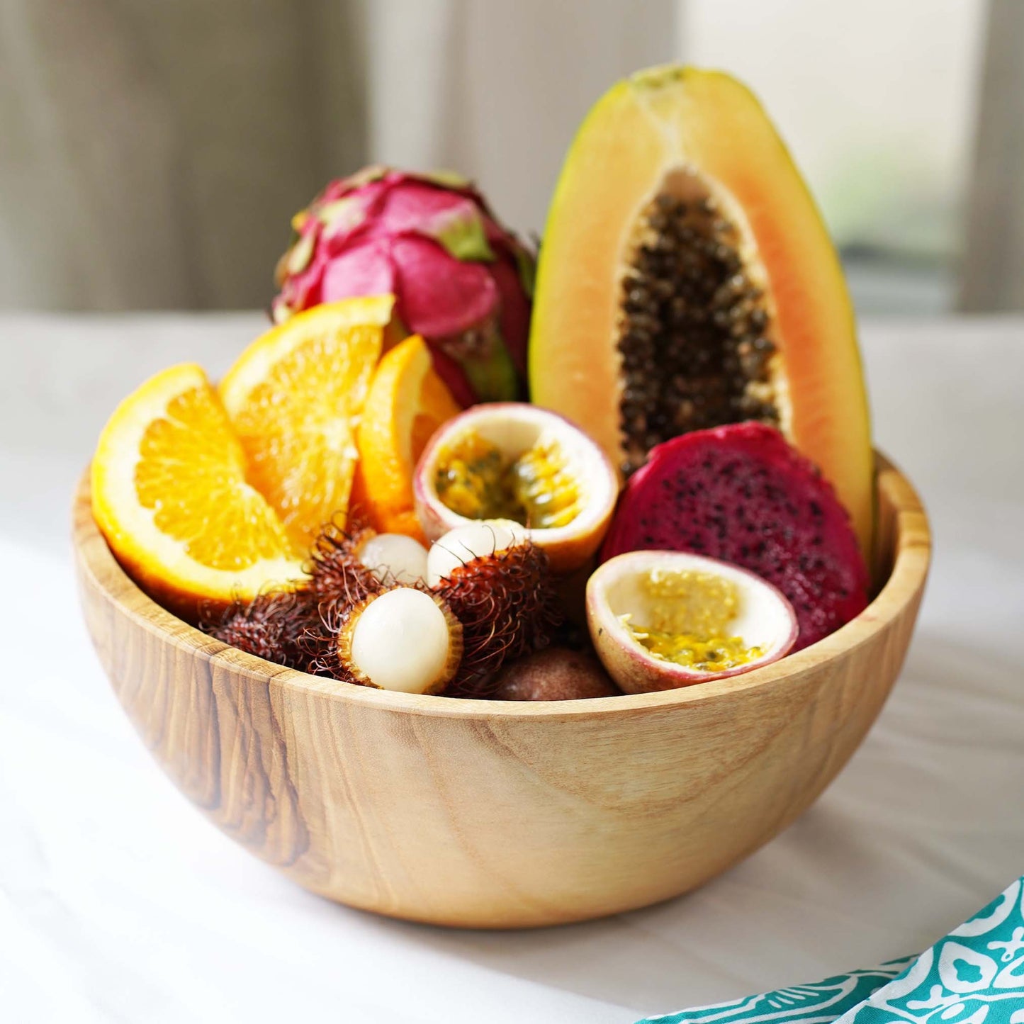 Teak wood bowl handmade in Indonesia medium size 10" x 4"
