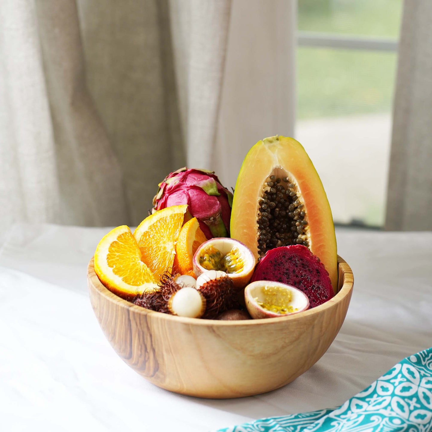 Teak wood bowl handmade in Indonesia medium size 10" x 4"