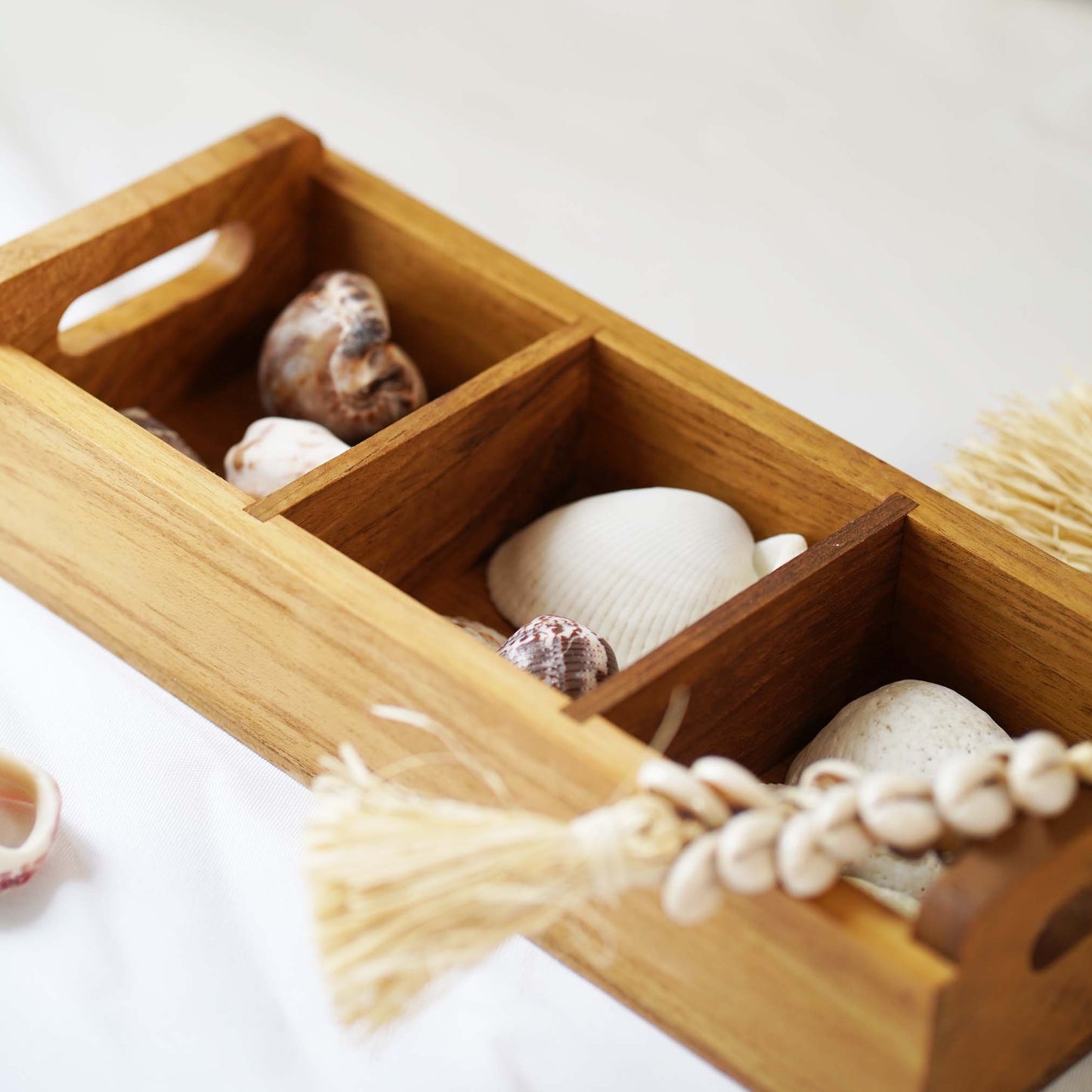 Teak Wood Rectangle Sugar Tray large