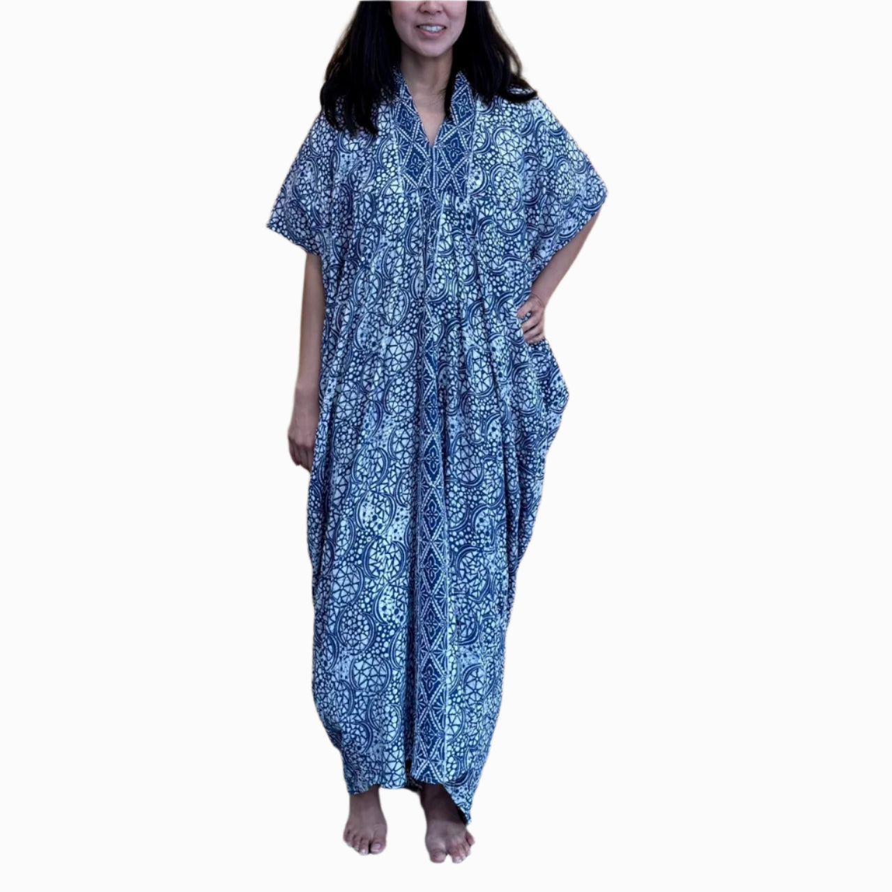Hand Dyed Batik Kaftan Dress 100% Soft Cotton Material, Maxi, Long, Stone Dress, Caftan