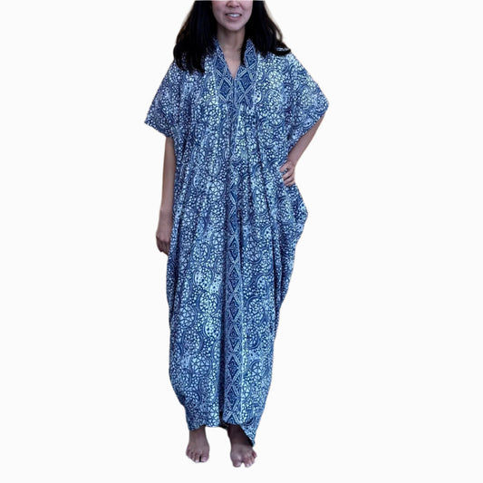 Hand Dyed Batik Kaftan Dress 100% Soft Cotton Material, Maxi, Long, Stone Dress, Caftan
