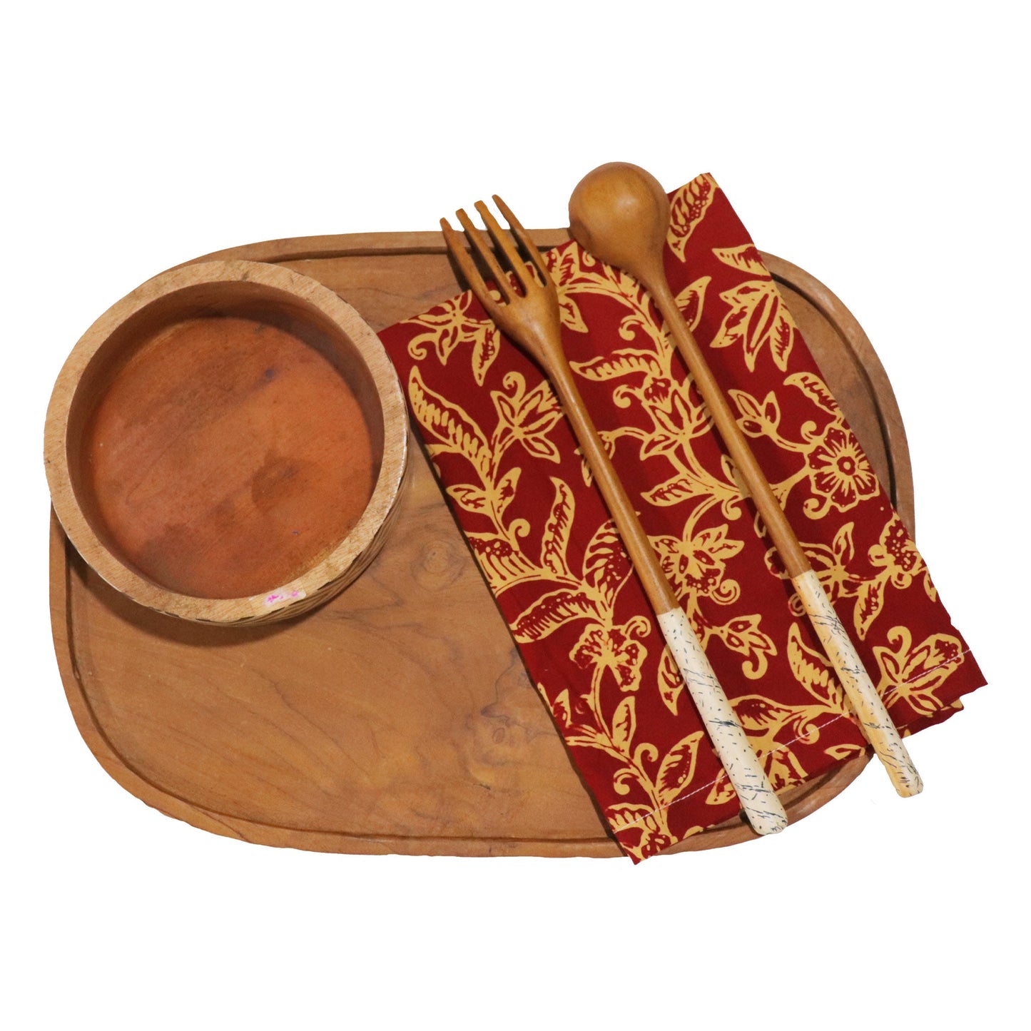 Batik Cloth Napkin Set of Four, Cherish, Hand Dyed, 100% Cotton, Red, Yellow