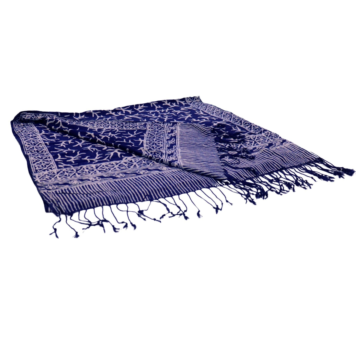 Handmade Batik Scarf - Soft Cotton - Mark, Blue
