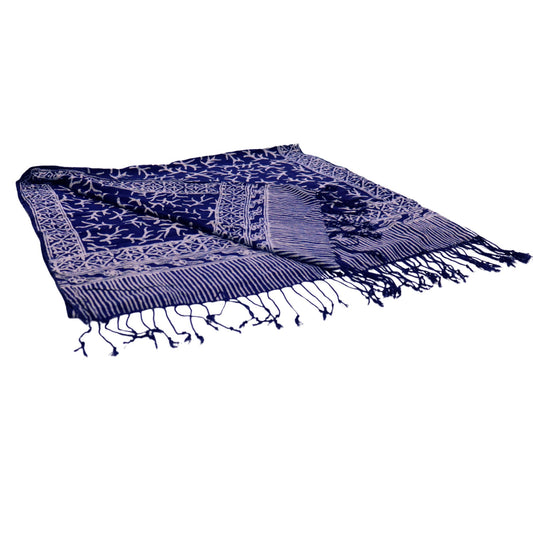 Handmade Batik Scarf - Soft Cotton - Mark, Blue