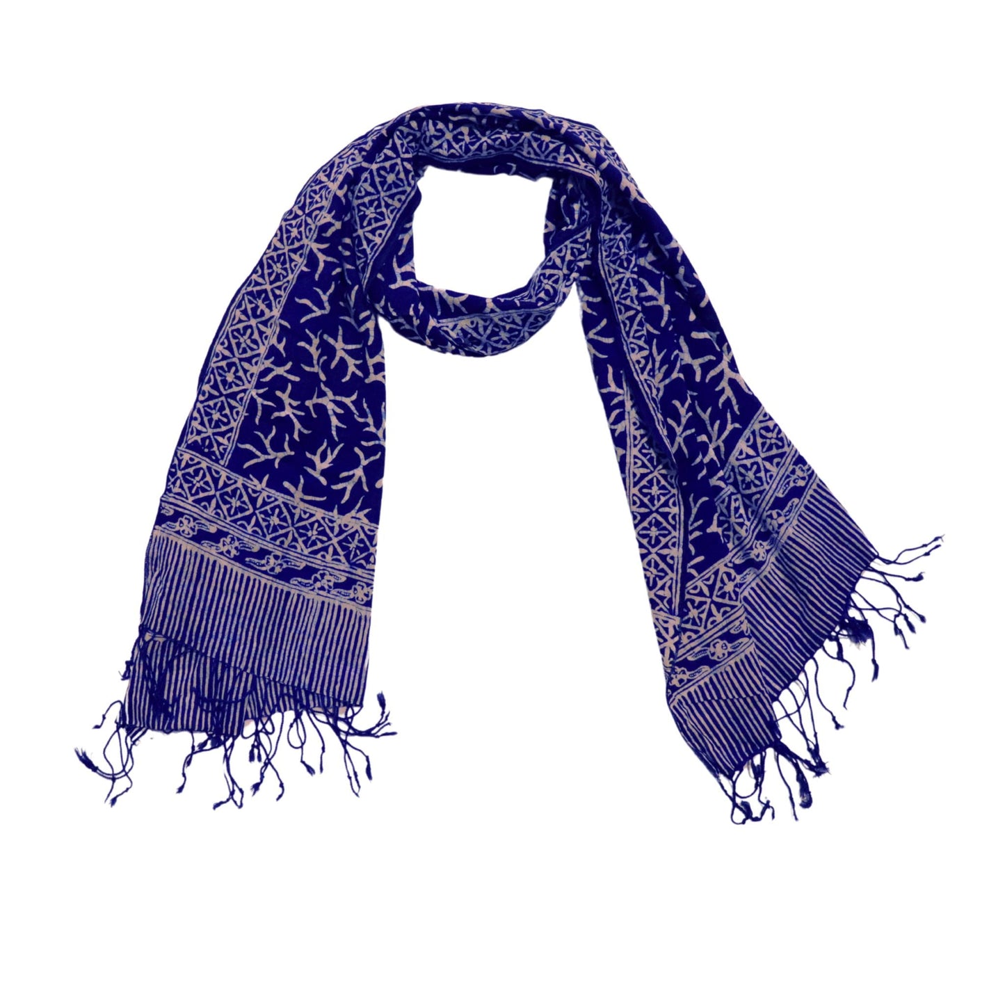 Handmade Batik Scarf - Soft Cotton - Mark, Blue