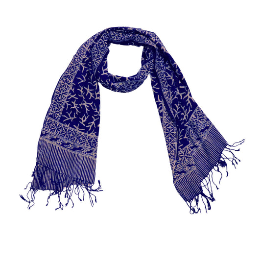 Handmade Batik Scarf - Soft Cotton - Mark, Blue