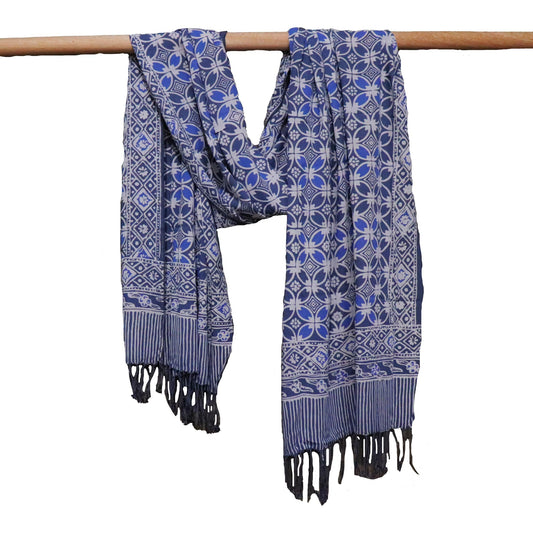 Handmade Batik Scarf - soft Cotton - Charcoal Grey