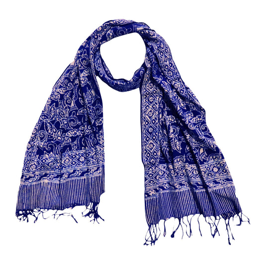 Handmade Batik Scarf - Cotton - Wings, Blue