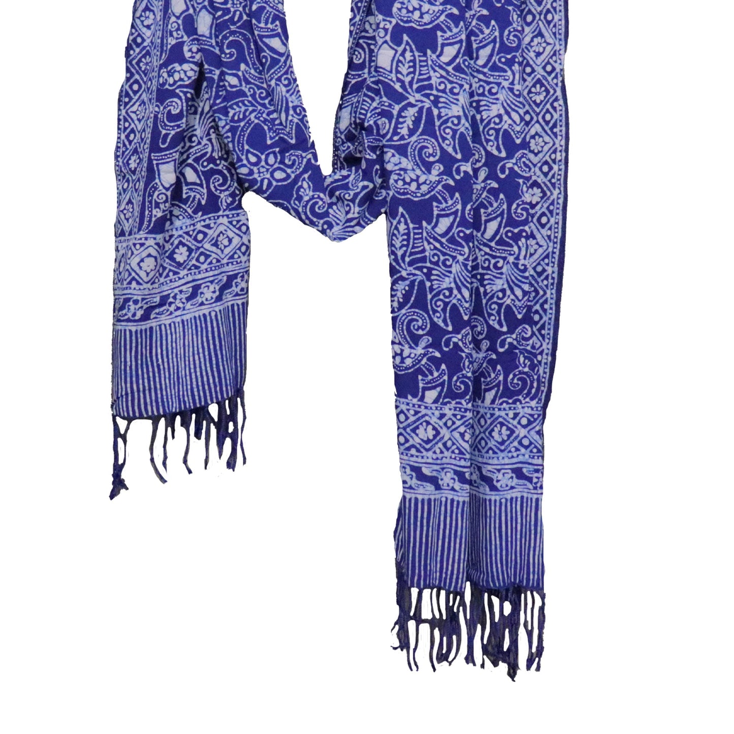 Handmade Batik Scarf - Cotton - Wings, Blue