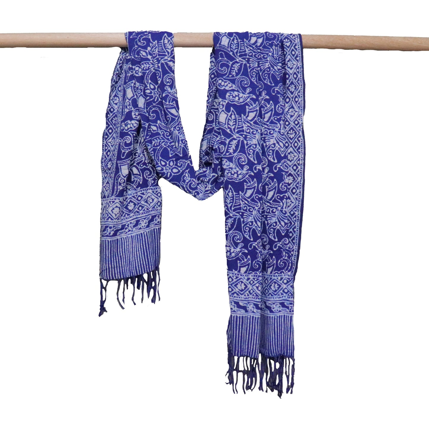Handmade Batik Scarf - Cotton - Wings, Blue