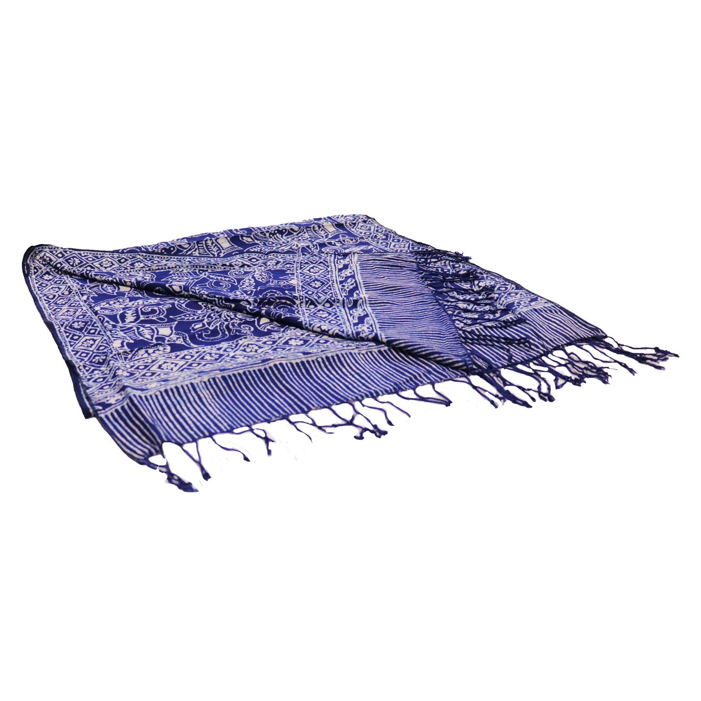 Handmade Batik Scarf - Cotton - Wings, Blue